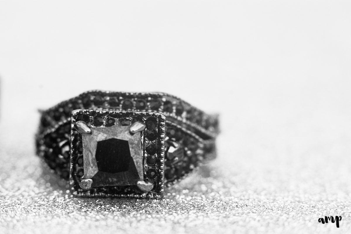 black engagement ring