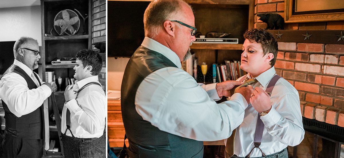 Laurena's dad helps tie her tie
